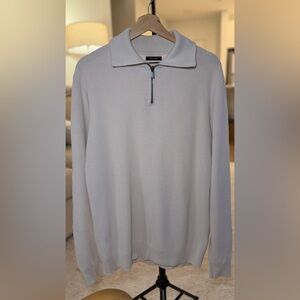 Massimo Dutti Extrafine Cotton Half-Zip Sweater — Beige, Size L